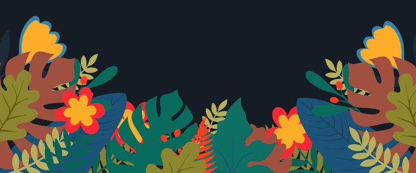 a colorful background with butterflies and plants, nature frame background with copy space vector