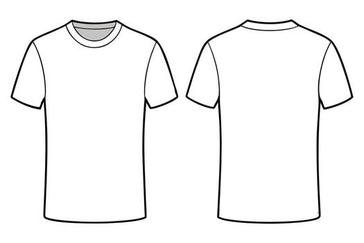 Blank tshirt mockup template showing front and back view plain white apparel design simple isolated clothing garment outline for fashion presentation and style concept vector