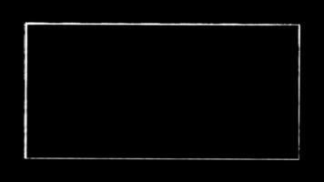 animerad abstrakt fyrkant ram med klottra mönster, hand dragen vit krita klottra ram alfa kanal video