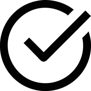 Black Check Mark Icon Inside Circular Shape on White Background vector