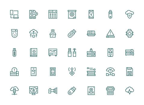35 Regular Clean Line Icons for Backup Graphics vector