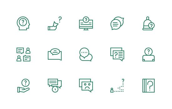 Support Request Visual Pack containing 15 Regular Line Icons vector