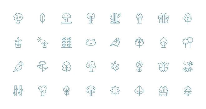 32 Thin Line Icons for Ecosystem Graphics vector
