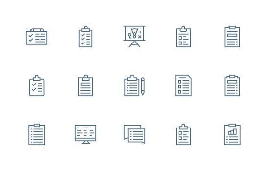 Task List featuring 15 Icons in Regular Line Design vector