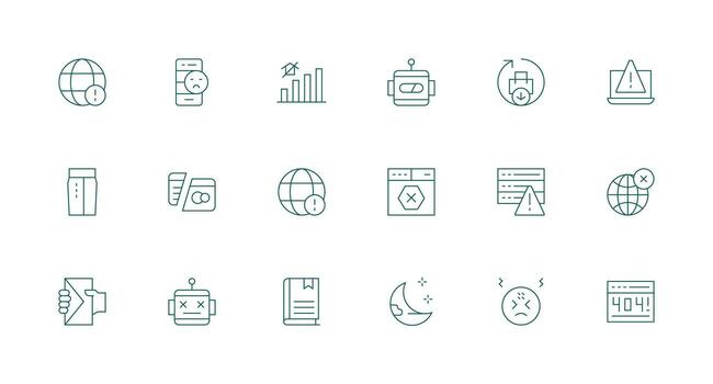 Offline Icon Set with 18 Minimal Line Graphics vector