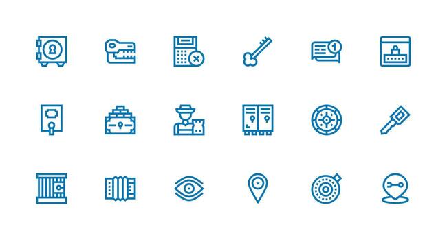 18 Icons for Key in Strong Stroke Line Format vector