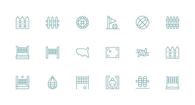 18 Minimal Line Style Icons from Boundary Collection vector