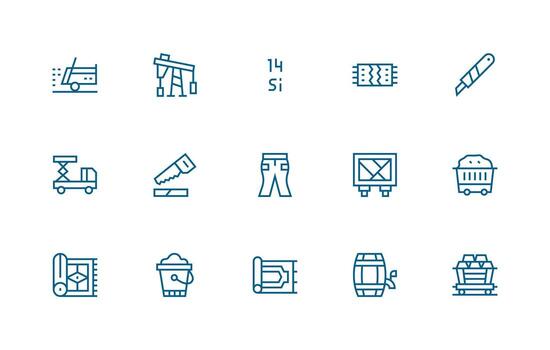 15 Regular Line Icons for Material Graphics vector