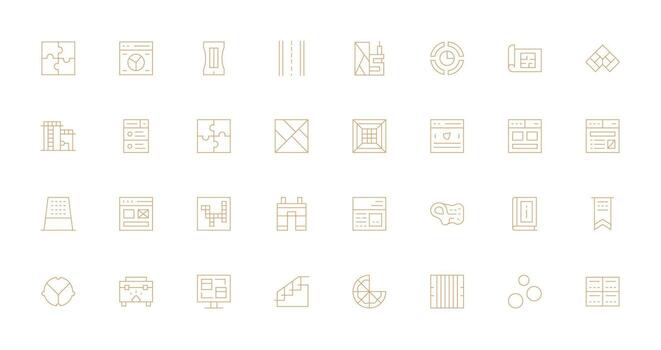 32 Icons for Section in Thin Line Format vector
