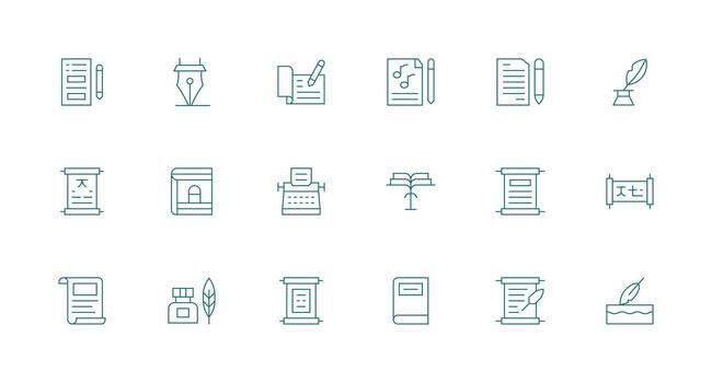 Minimal Line Icons from Manuscript Set with 18 Vectors