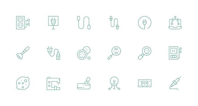 Socket featuring 18 Icons in Minimal Line Design vector