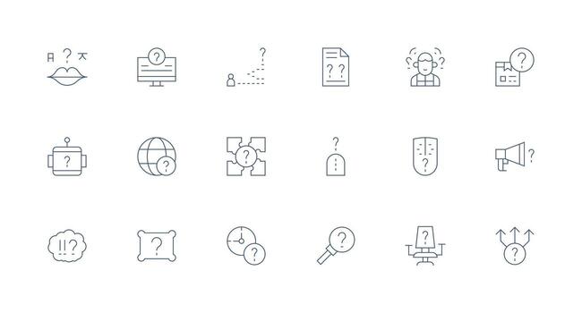 18 Minimal Line Icons for Unknown Graphics vector