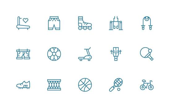Exercise Design Icons featuring 15 in Regular Line Style vector