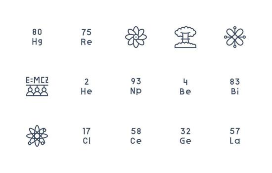 Atomic Icon Set with 15 Regular Line Graphics vector