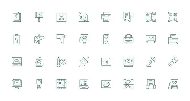 Thin Line Style Scan Icons with 32 Vectors