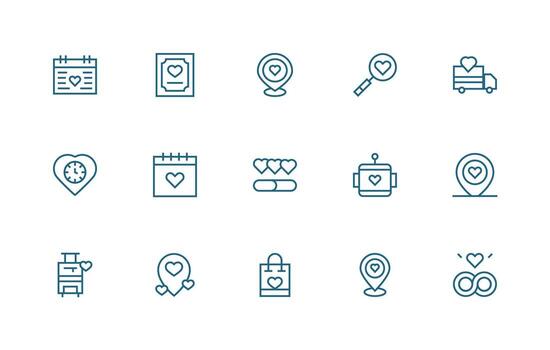 15 Icons for Cherished in Regular Line Format vector