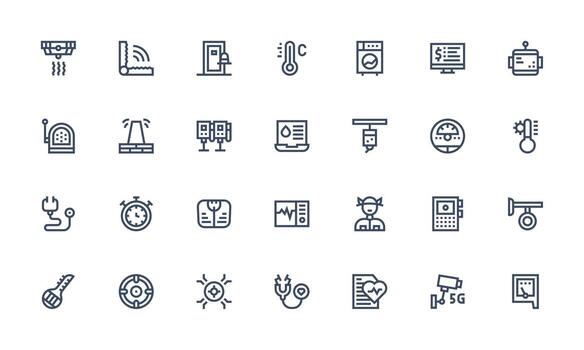 Monitoring Icon Set with 28 Bold Line Graphics vector