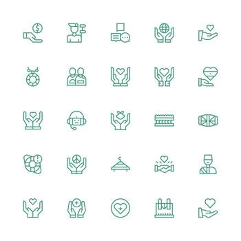 Medium Stroke Outline Style Support System Icons with 25 Vectors