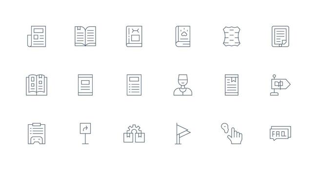 Guide Icon Set with 18 Minimal Line Graphics vector
