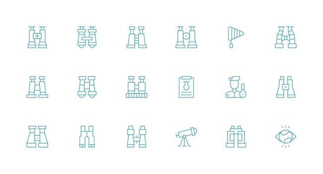 18 íconos para observación en mínimo línea formato vector