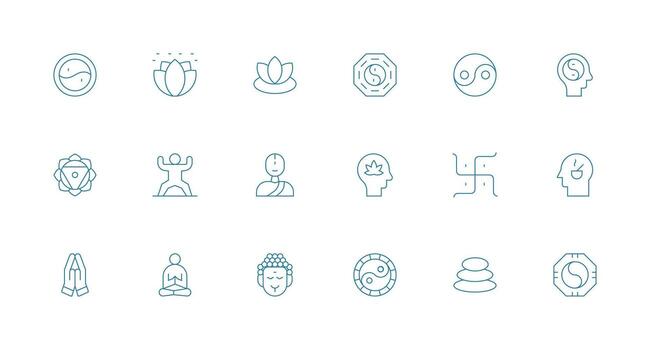 18 Icons for Meditation in Minimal Line Format vector
