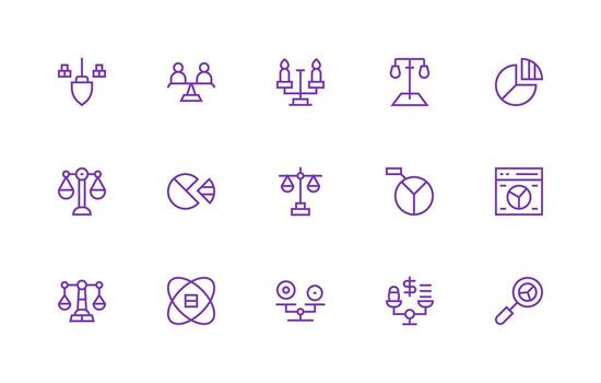 Proportion Icon Set with 15 Regular Line Graphics vector