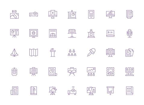 Light Line Icons from Presentation Set with 35 Vectors