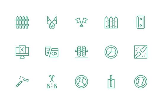 Split Design Icons featuring 15 in Regular Line Style vector