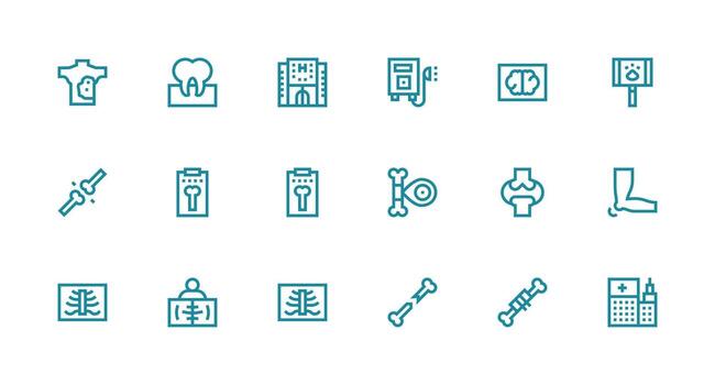 Strong Stroke Line Icons from Xray Set with 18 Vectors