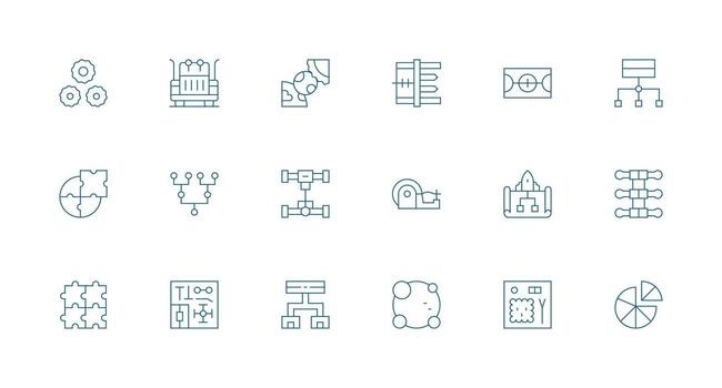 18 Minimal Line Icons for Components Graphics vector