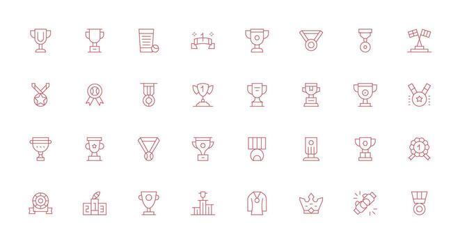 32 Icons for Winner in Thin Line Format vector