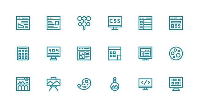 web diseño diseño íconos presentando 18 en fuerte carrera línea estilo vector