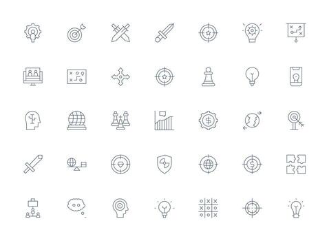 Light Line Icons from Strategy Set with 35 Vectors
