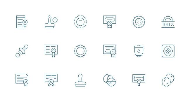 sello diseño íconos presentando 18 en mínimo línea estilo vector