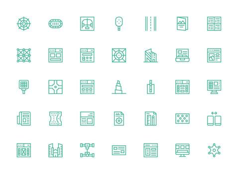 regular limpiar línea estilo diseño íconos con 35 vectores