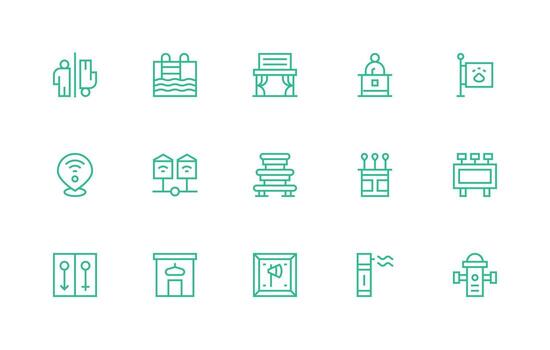 15 Regular Line Style Icons from Public Collection vector