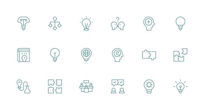 ProblemSolving Icon Set with 18 Minimal Line Graphics vector