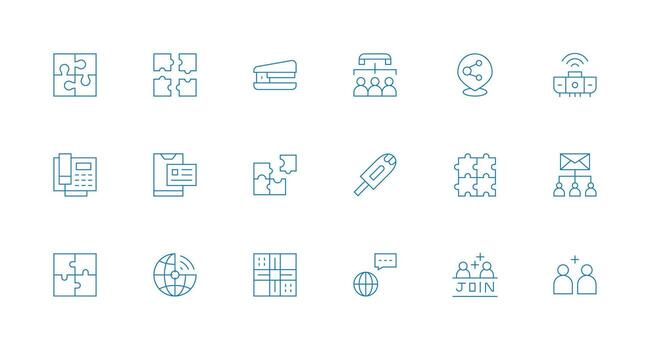 Connect Design Icons featuring 18 in Minimal Line Style vector