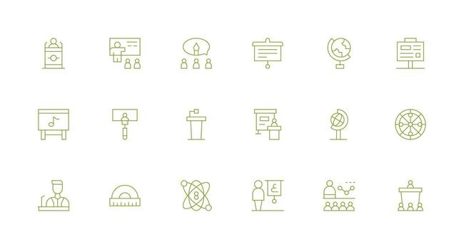 18 Minimal Line Style Icons from Teaching Collection vector