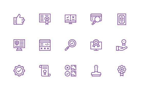 Validation Set with 15 Regular Line Icons vector