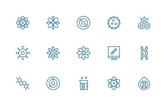 15 Icons for Molecule in Regular Line Format vector