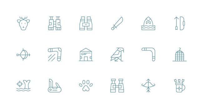 Minimal Line Icons from Hunting Set with 18 Vectors