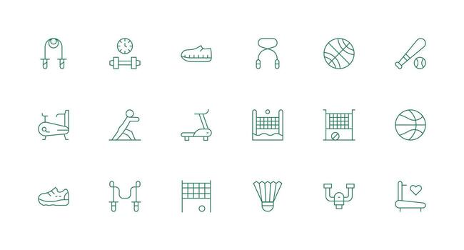 Physical Activity featuring 18 Icons in Minimal Line Design vector