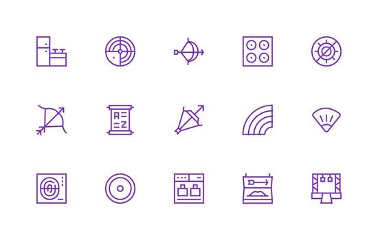 15 Regular Line Icons for Range Graphics vector