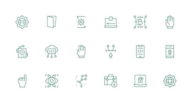 Software Set with 18 Minimal Line Icons vector