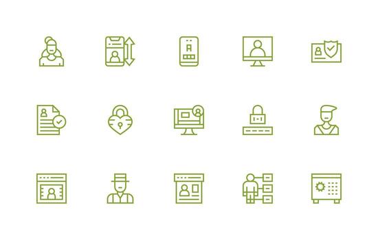 15 Icons for Personal Data in Regular Line Format vector