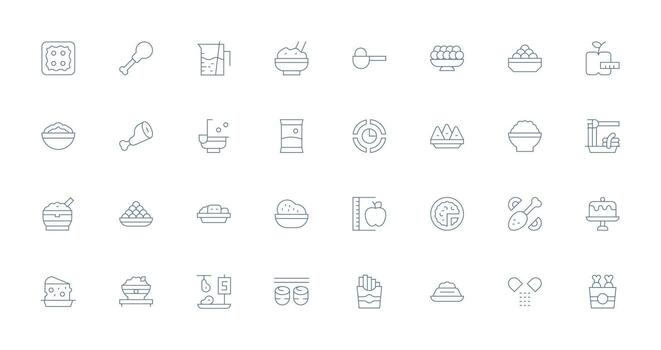 Thin Line Icons from Portion Set with 32 Vectors