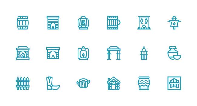 Rustic Design Icons featuring 18 in Strong Stroke Line Style vector
