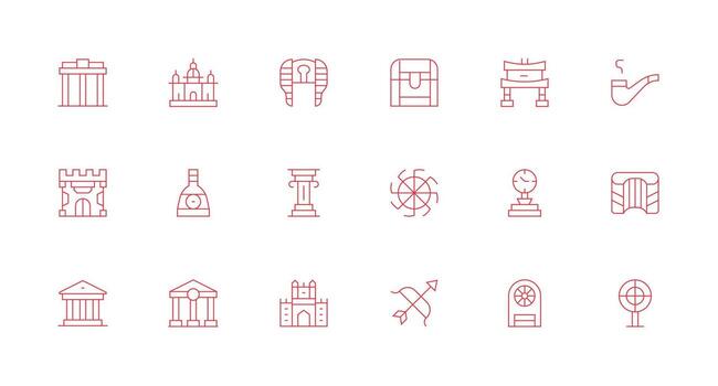 Minimal Line Style Ancient Icons with 18 Vectors