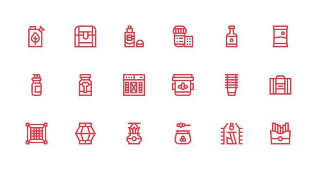 18 Icons for Container in Strong Stroke Line Format vector